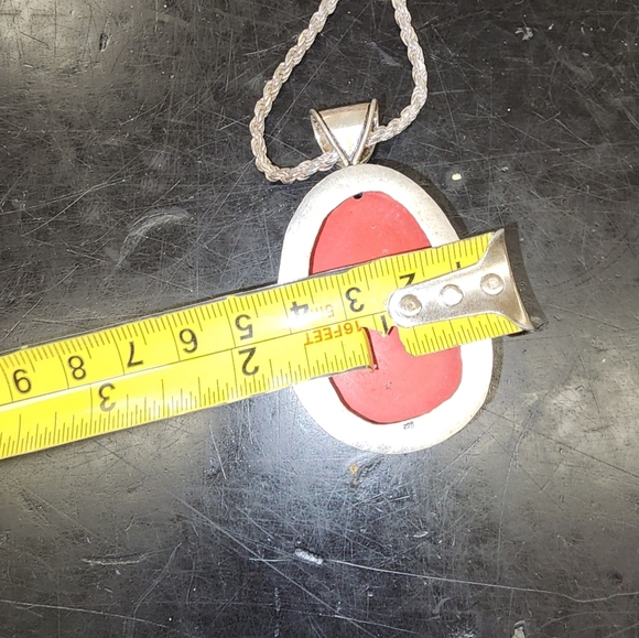 Vintage Sterling‎ and cinnabar Buddha necklace NWOT - Picture 13 of 16